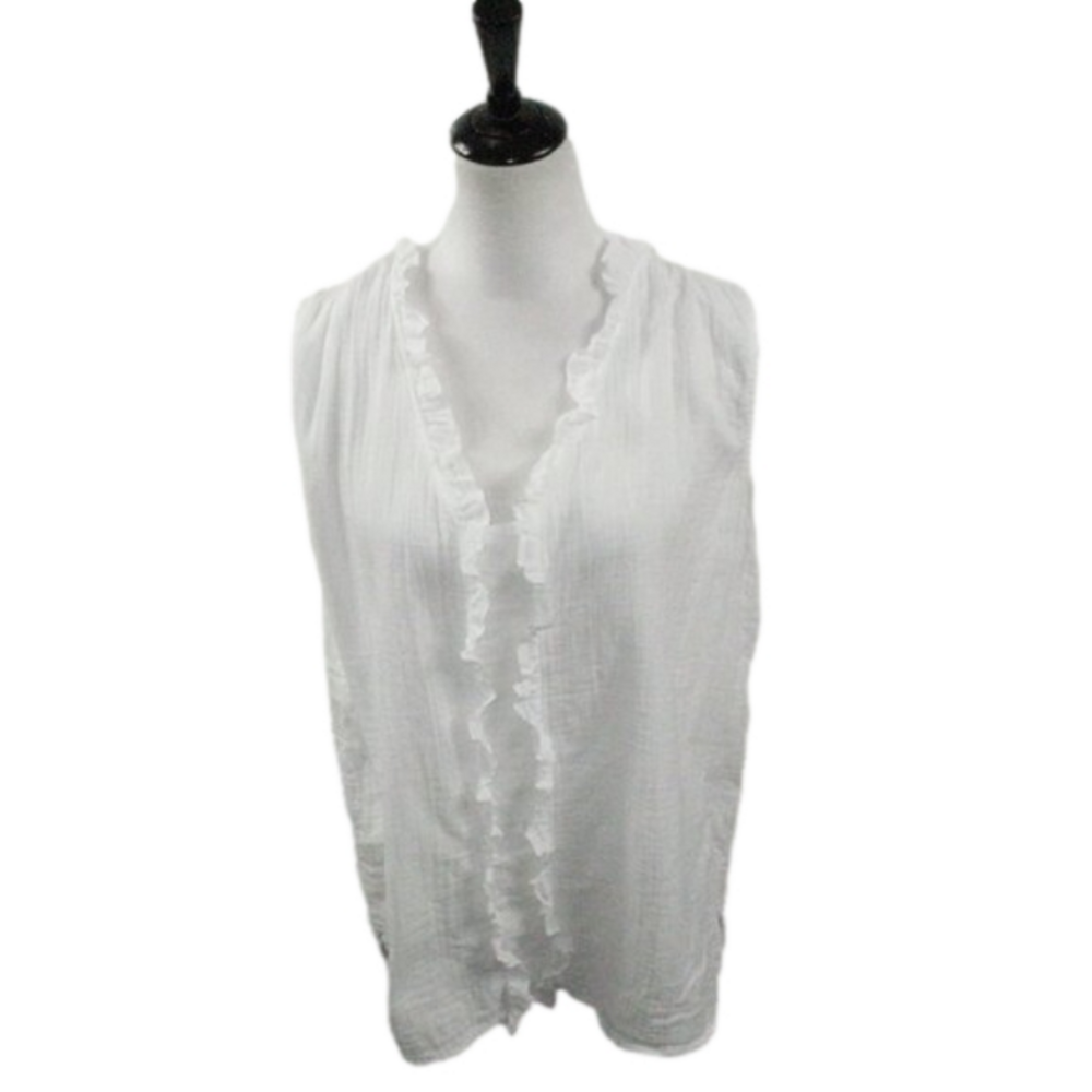 Liz Claiborne Ruffle Front Sleeveless Pull Over Blouse Size Large
